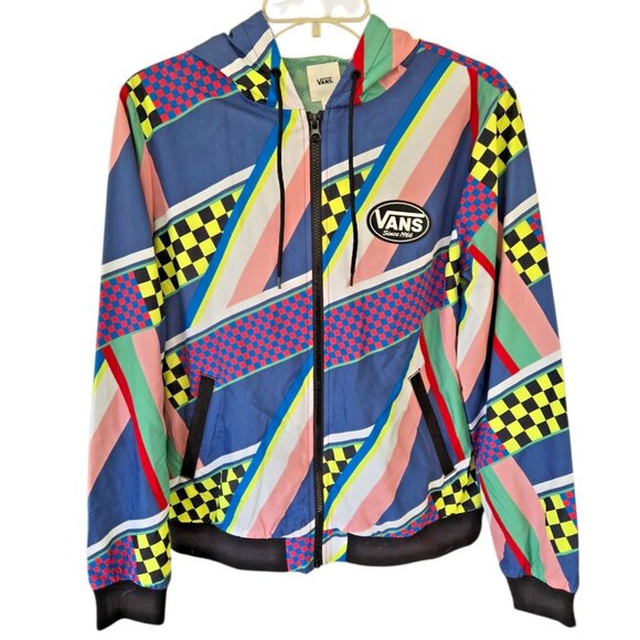 Vans Other - VANS Hooded Windbreaker Unisex Full Zip Pockets Multi Color & Pattern